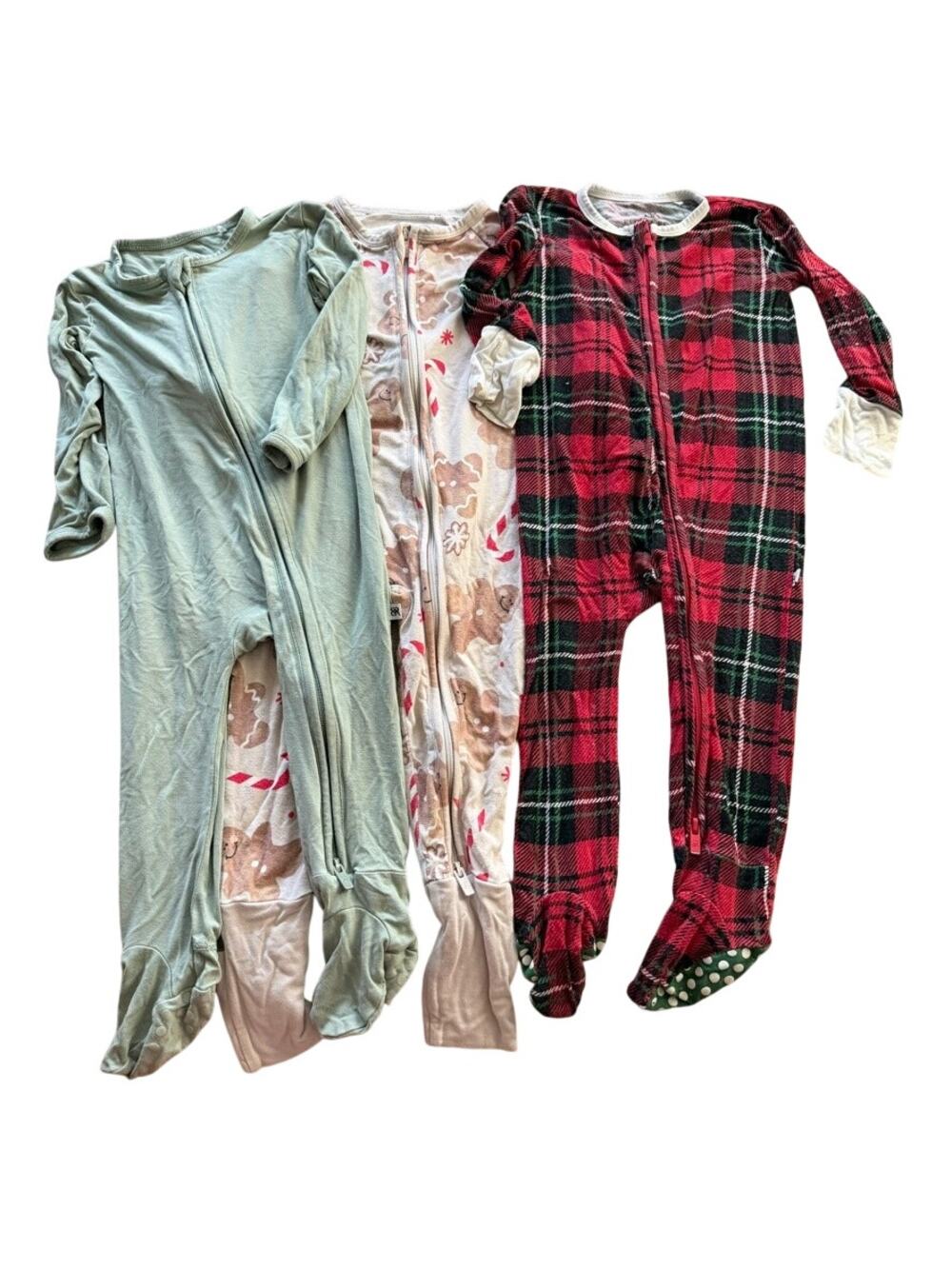 Bums & Roses Bamboo Pajamas Lot of 3 Holiday One Pieces 12-18M